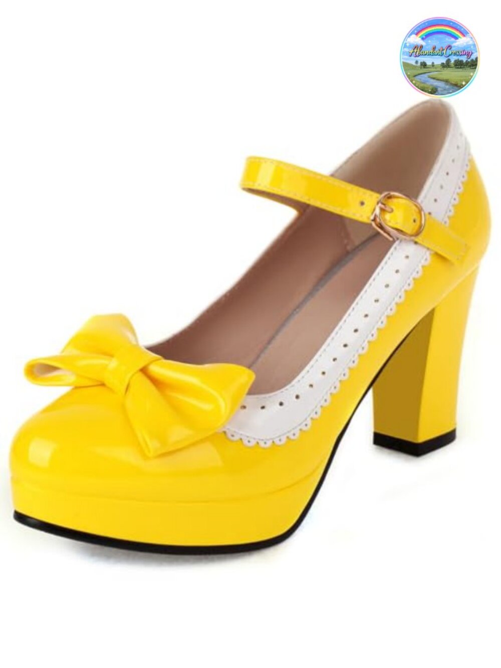 Lolita Bow Platform High Heel Mary Jane Pump with Block Heel and Buckle